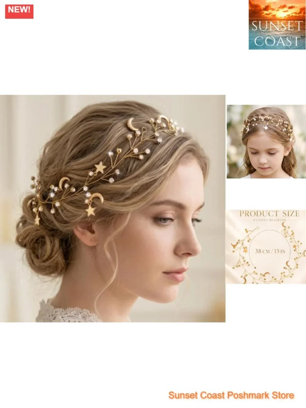 Star Rhinestone Hair Vine Crystal Bride Wedding Headband Headpiece